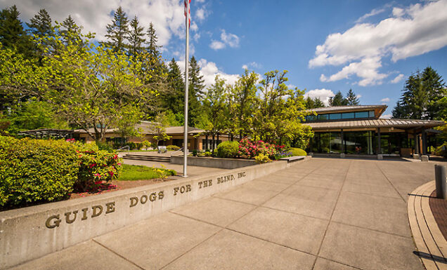 View of the entrance of the GDB Oregon campus.