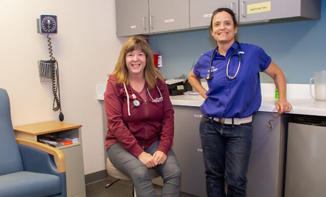 Two nurses inside the clinic.