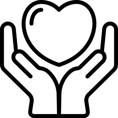 Hands holding a heart icon