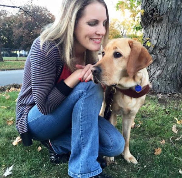Joy thomas and her guide dog Roja