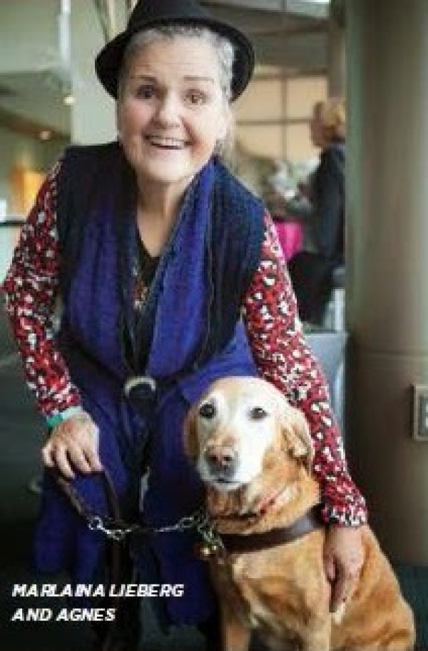 Marlaina Lieberg with her guide dog.